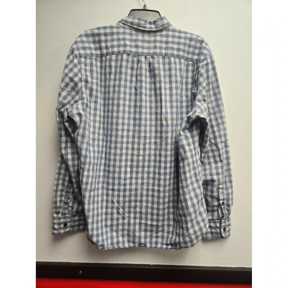 J. Crew Mens XL Slim Fit Shirt Blue White Gingham Plaid Long Sleeve Button Down